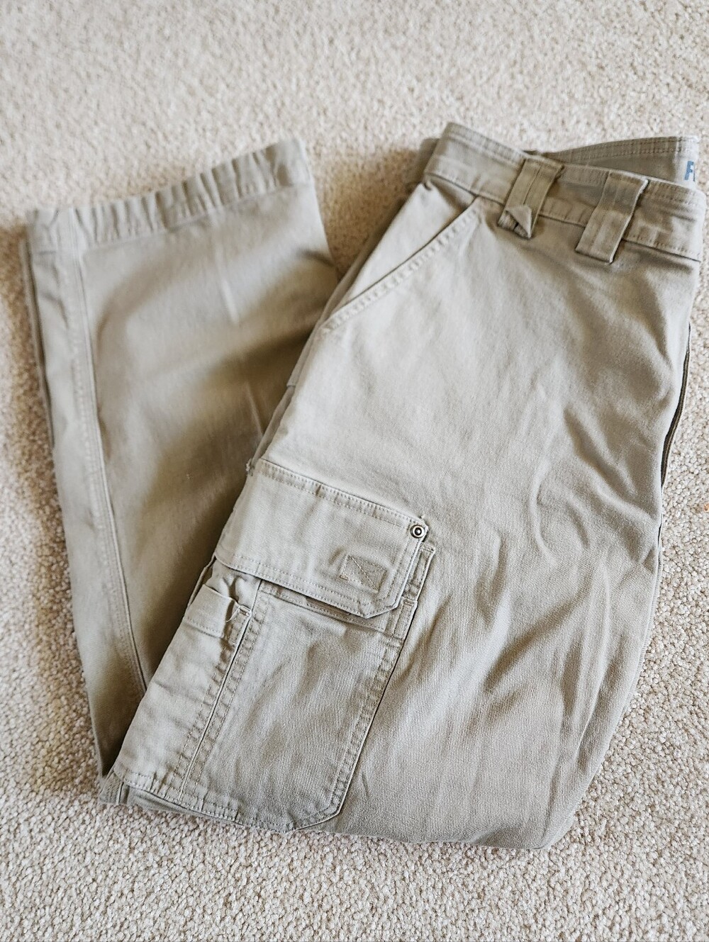 Duluth Trading Co Tan Flex Fire Hose Relaxed Fit Cargo Work Pants - 38x30